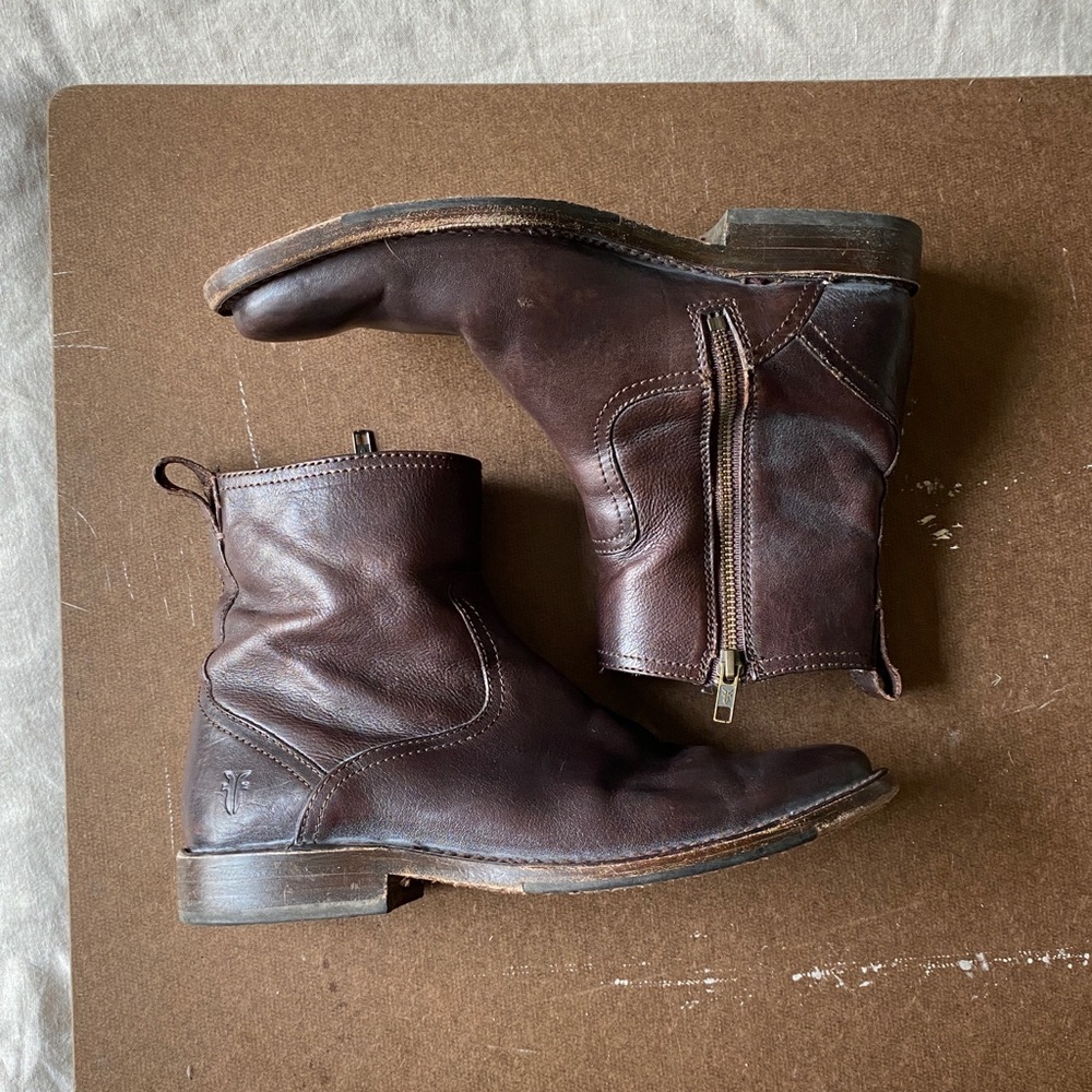 Frye Boots, Leather, Zip Up Ankle